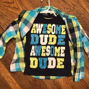 Button up shirt with T-shirt